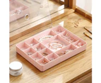Multi Grid Jewelry Ring Earrings Necklace Display Organizer Holder Storage Box-Pink - Pink