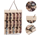 Multi-slot Sunglasses Organizer Hanging Earrings Necklace Felt Storage Holder-Chocolate - Chocolate