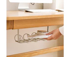 Storage Shelf Hanging Under Desk Basket Power Strip Stand Holder Cable Organizer-White - White