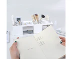 Plastic Makeup Organizer Drawer Jewelry Storage Box Cosmetic Brush Pen Holder-White - White