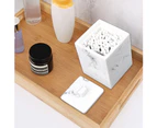 Marble Texture Resin Cotton Swab Lid Storage Box Canister Jar Makeup Pad Holder-Black - Black