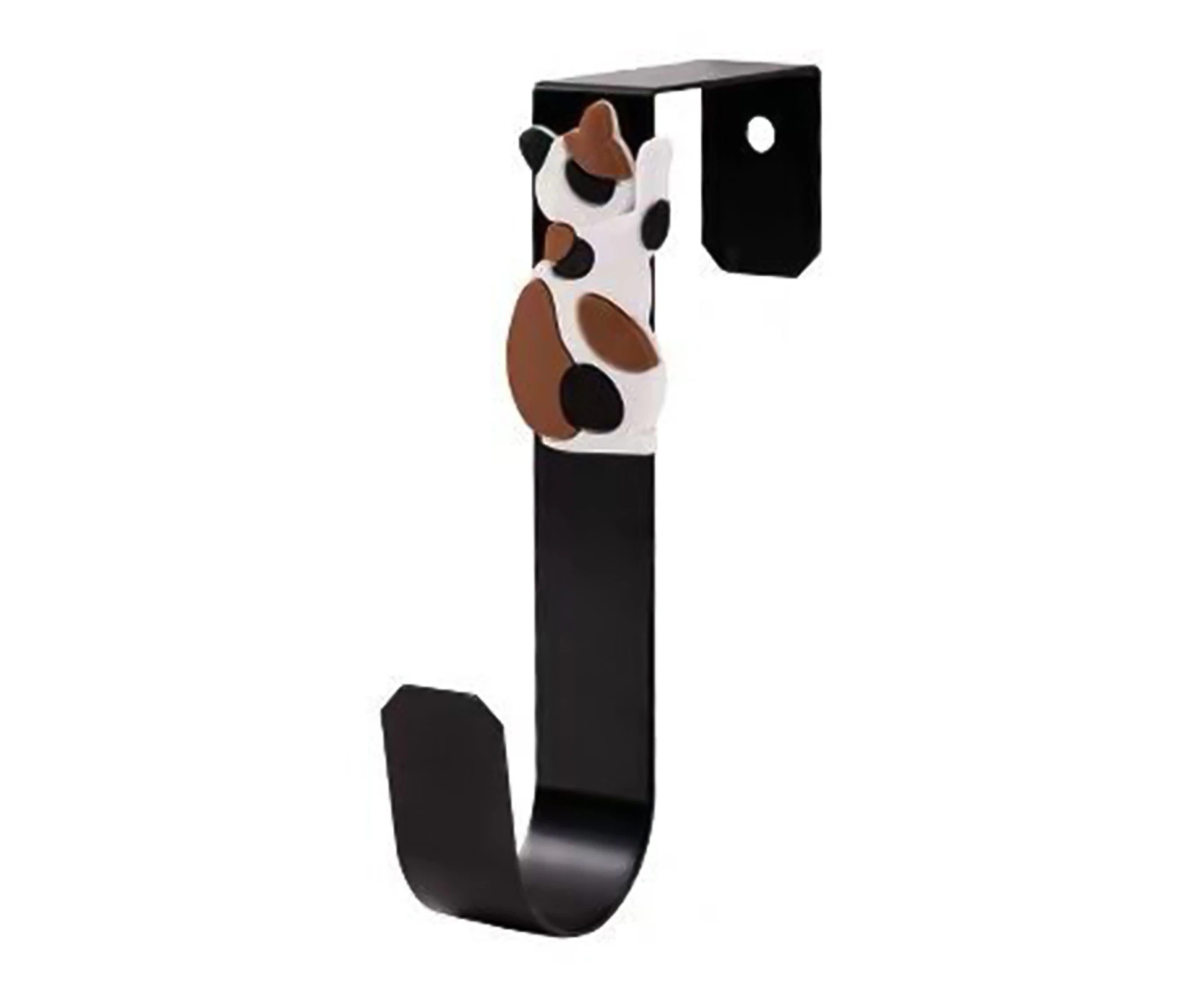 Hook Cartoon Cat Design Hanging Wrought Iron Sturdy Punch-free Towel Hook Rack for Bedroom-Black - Black