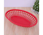 12Pcs Storage Basket Hollow Design Tableware Plastic Bread Fast Food Snack Plate for Home-Red - Red