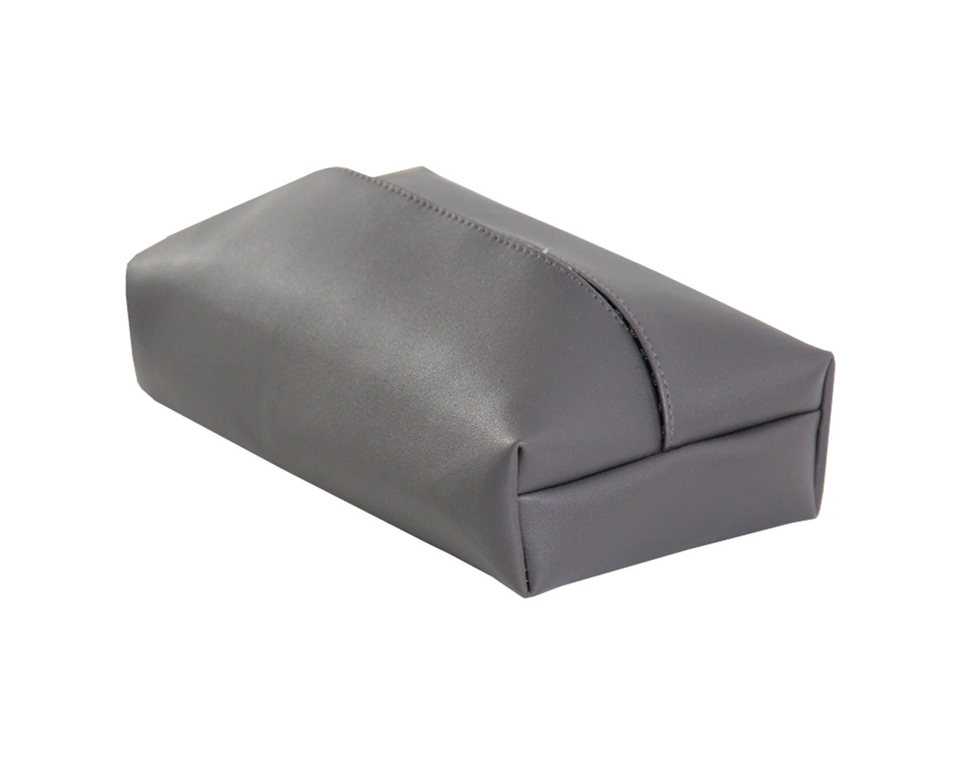 Fine Texture Tissue Holder Bag Waterproof Elastic Faux Leather Anti-scratch Tissue Organizer Bag for Home-Grey - Grey