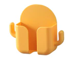 Phone Wall Holder Self-adhesive Punch Free Anti-slip Charging Multi-function Storage Box with Hanger for Living Room-Yellow - Yellow