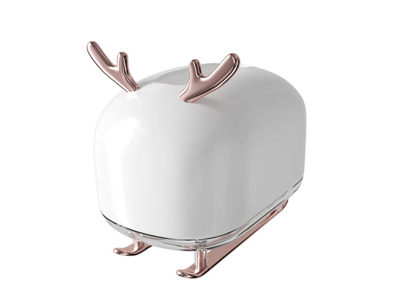 Napkin Box Deer Shape Widely Used ABS Smooth Edge Facial Tissue Dispenser Holder for Home-White - White