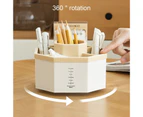 Pencil Holder Exquisite Large Capacity Plastic 360 Degree Rotating Desk Organizer for School-Yellow - Yellow