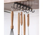 Convenient Hanging Rack Easy Install Metal Double-row 12 Hooks Cup Holder for Kitchen-Black - Black