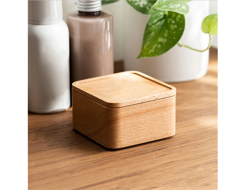 Stackable Storage Box Smooth Edges Wood Handmade Sundries Organizer Holder Household Supplies-Wooden Color - Wooden Color
