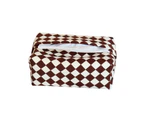 Exquisite Chessboard Pattern Tissue Holder Bag Dustproof Anti-wear Polyester Tissue Holder Pouch for Home-Tan - Tan