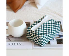Exquisite Chessboard Pattern Tissue Holder Bag Dustproof Anti-wear Polyester Tissue Holder Pouch for Home-Green - Green