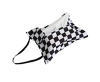 Practical Large Capacity Tissue Holder Bag Hanging Strap Beautiful Fabric Tissue Holder Pouch for Home-Black White - Black White