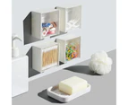 Wall Mounted Storage Box Clamshell Design Plastic Cotton Swab Storage Holder for Office-White - White