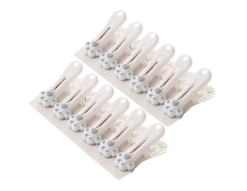 12 Pcs Clothes Pins Lovely Elastic Cat Paw Shape Photos Towels Socks Clips Household Supplies-Grey - Grey