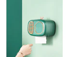 Tissue Box Wall Mounted Waterproof PP Retro Radio Model Napkin Holder for Living Room-Green - Green
