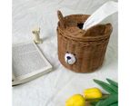 Tissue Box Eye-catching Sturdy Construction Rattan Lovely Bear Tissue Holder Desktop Ornament for Home-Brown - Brown