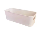 Storage Box with Handle Large Capacity PP White Rectangle Organizer Holder Home Supplies-White - White
