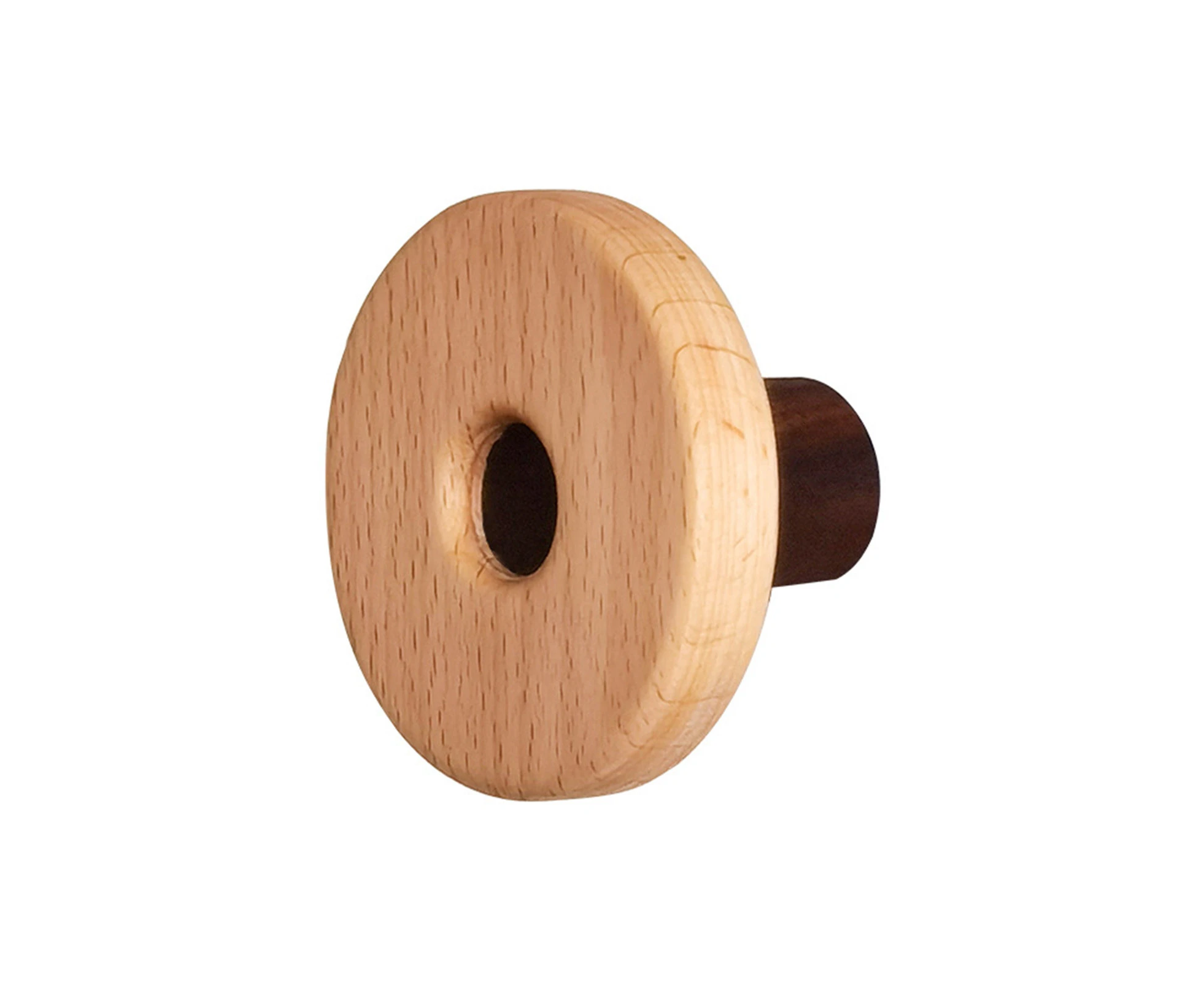 Coat Rack Wall Mounted Punch-free Wooden Cabinet Knob Towel Hook for Bedroom -E - E