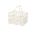 Storage Basket Folding Large Capacity with Handle Wear-resistant Food Book Snack Desktop Organizer for Home-White - White