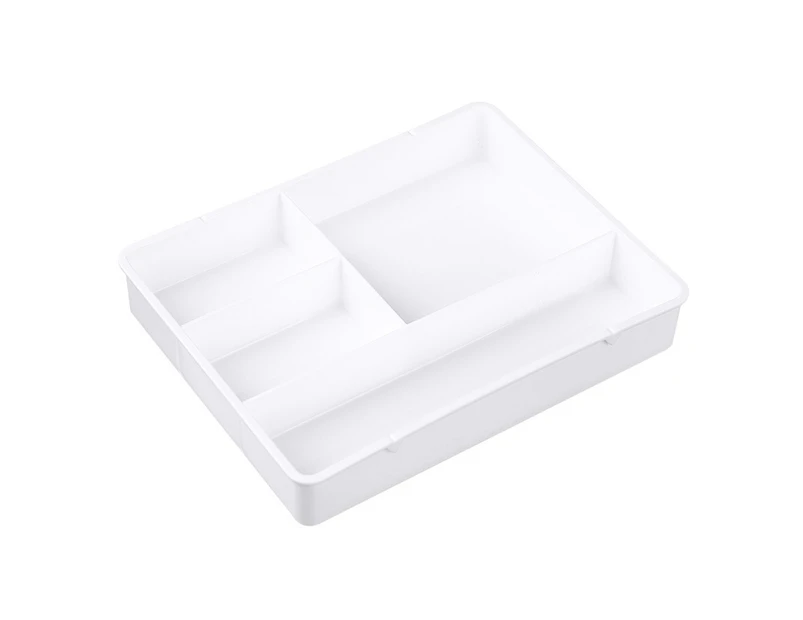 Storage Box High Capacity Multifunctional Transparent Visible Desk Drawer Sundries Storage Holder for Office-White - White