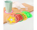1 Set Cup Coaster Fruit Pattern High Temperature Resistance PVC Table Coffee Heat-insulated Tea Coaster for Restaurants