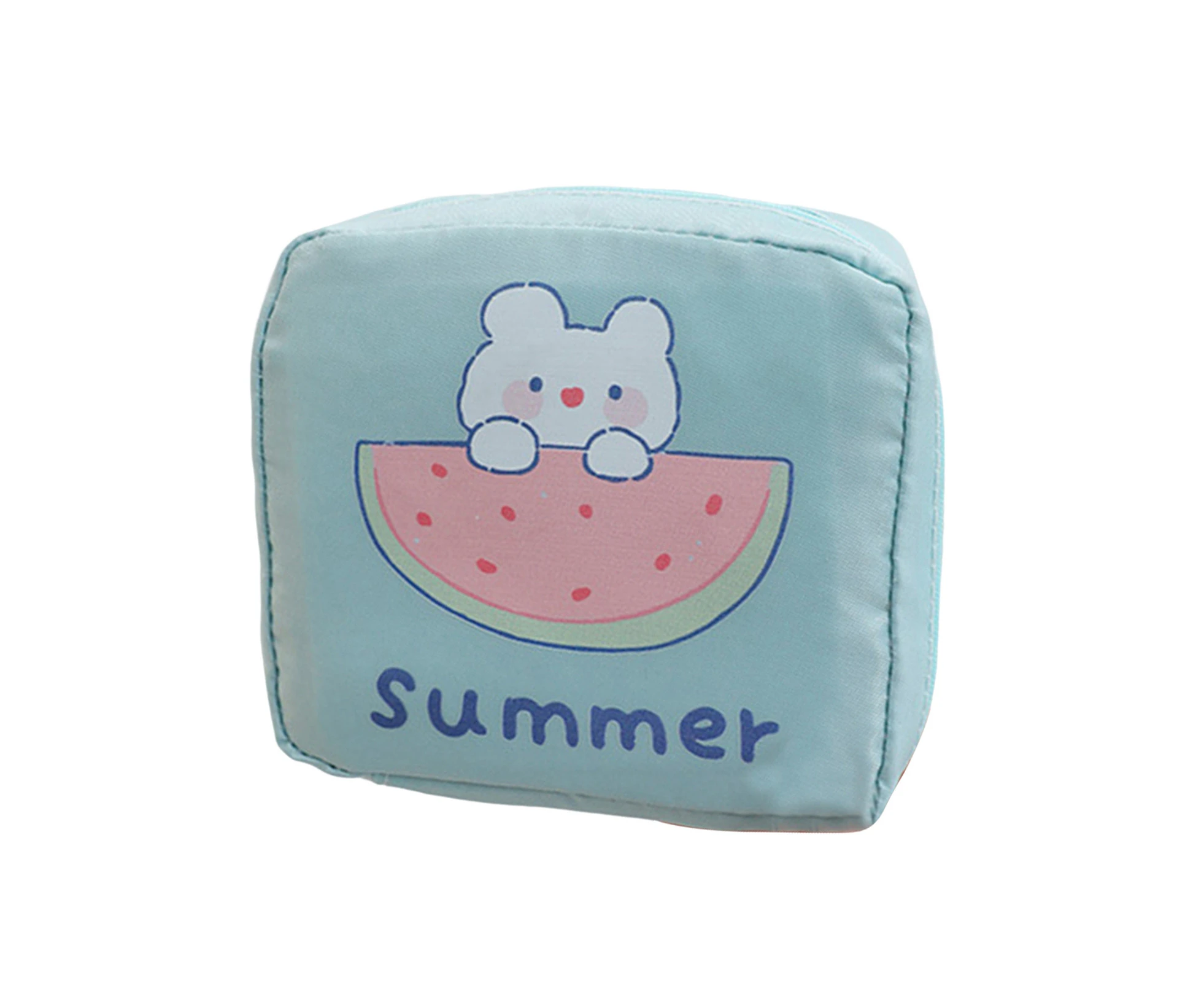 Sanitary Napkin Storage Bag Washable Zipper Design Easy to Carry Cartoon Pattern Dust-proof Storage Mini Cute Tampon Pouch for Travel-Light Blue - Light Blue