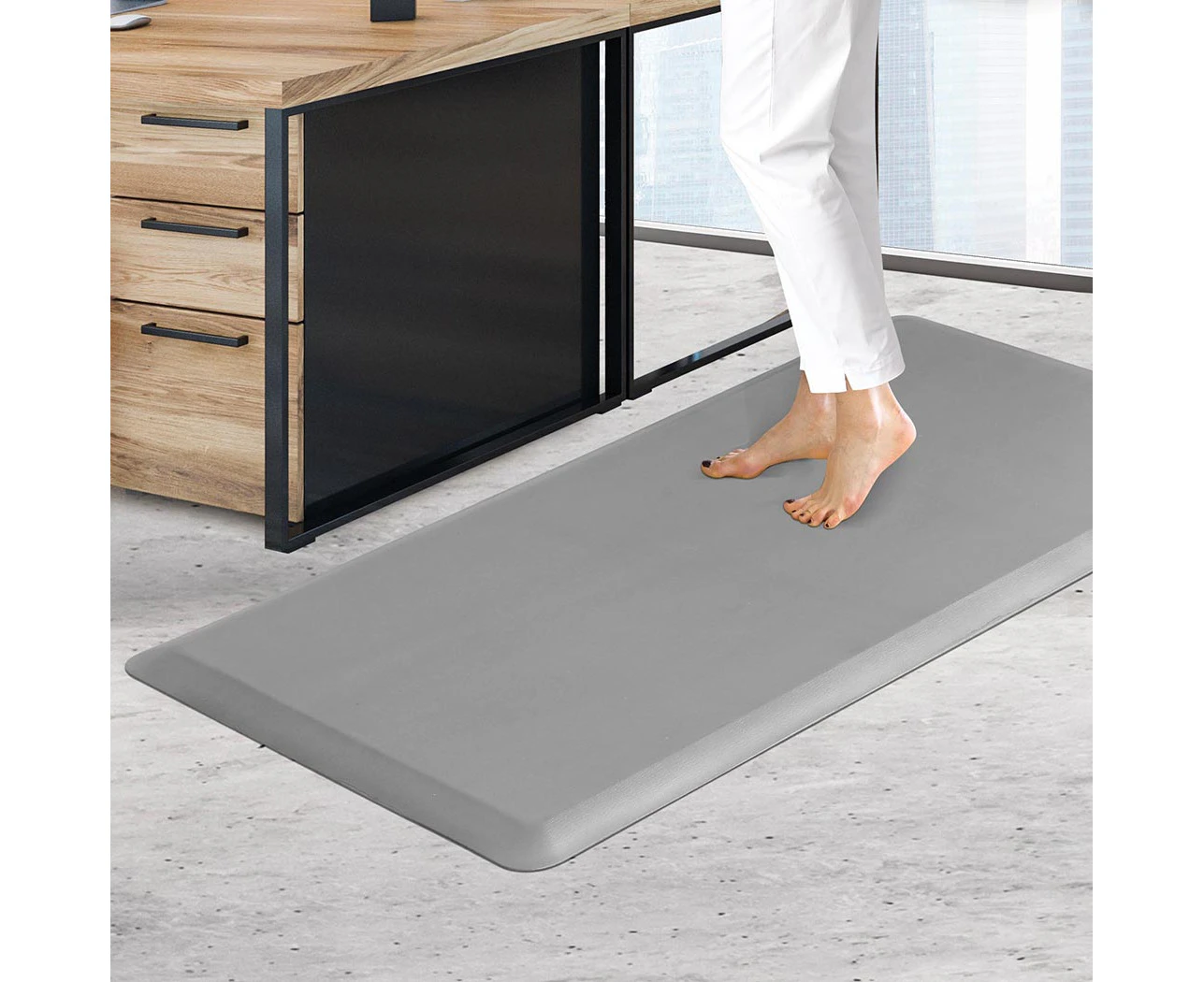 Marlow Anti Fatigue Mat Standing Desk Rug Kitchen Home Office Foam Grey 51x99