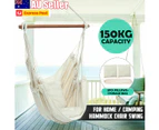 Youngly White 130*100cm Garden Deluxe Hanging Hammock Chair Swing Outdoor/Indoor Camping With 2 Pillows + Stick