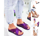 Fashion Women Summer Sandals Platform Flip Flops Shoes Open Toe Beach Slippers-Black - Black
