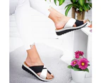 Fashion Women Summer Sandals Platform Flip Flops Shoes Open Toe Beach Slippers-Black - Black