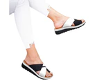 Fashion Women Summer Sandals Platform Flip Flops Shoes Open Toe Beach Slippers-White - White