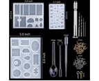 159 PCS DIY Jewelry Resin Casting Molds and Tools Full Kit,Contains Resin Molds, Glitter Powder, Glitter Sequins and Tools