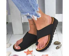 Women Fashion Large High Wedge Heel Thick Sole Anti-slip Flip Flops Sandals-Silver - Silver