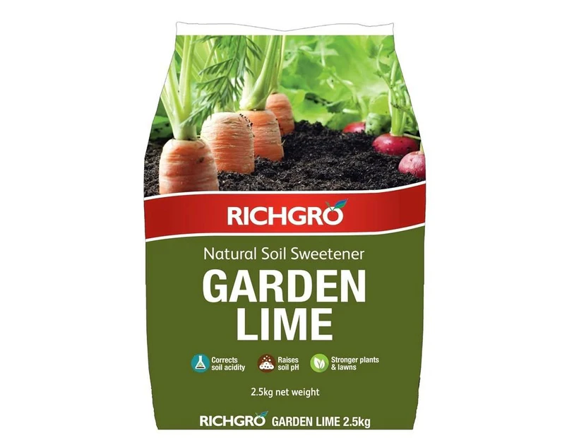 Richgro 2.5kg Natural Garden Lime Corrects Raises pH Healthy Acidity Soil