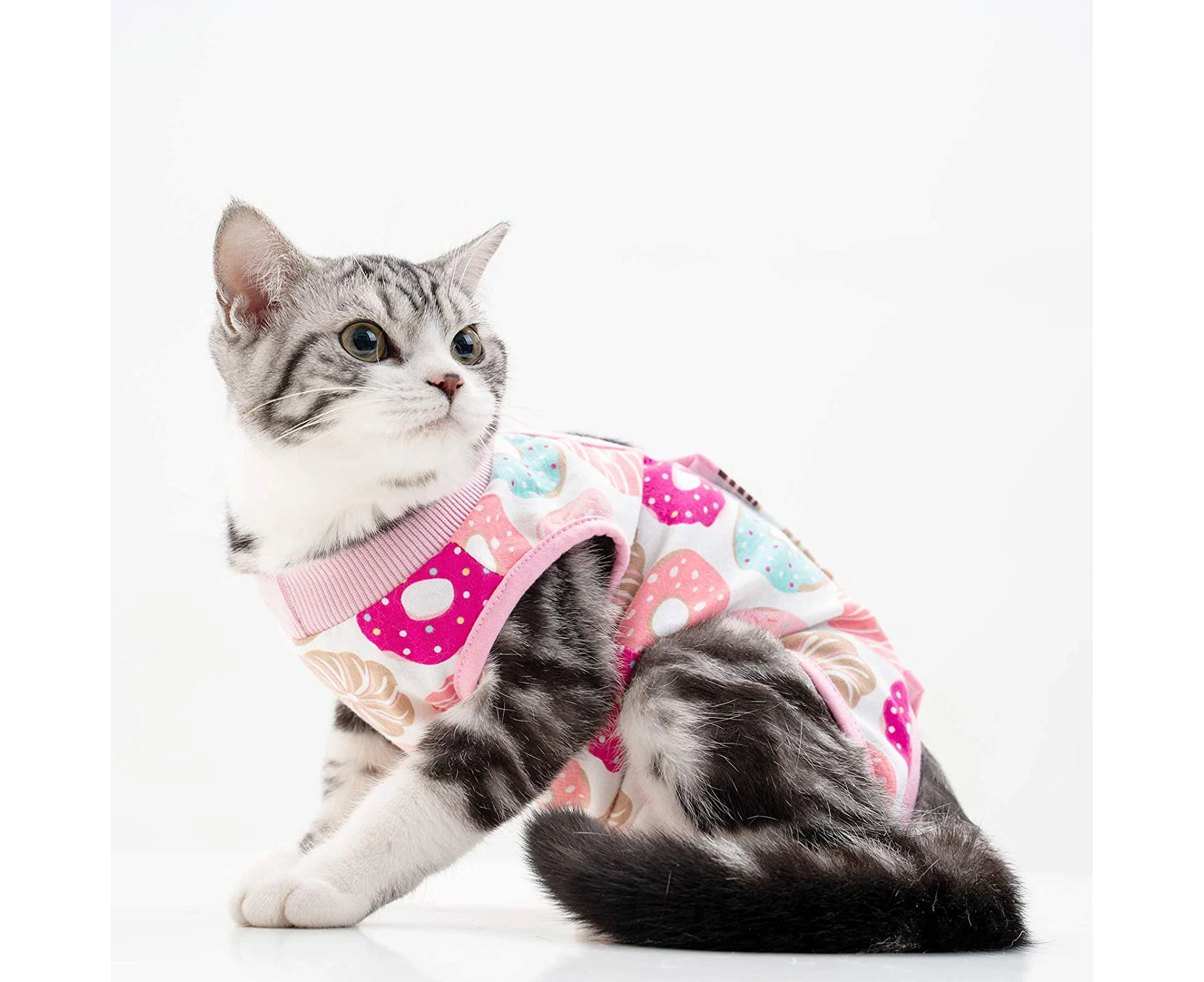 Cat Recovery Suit for Abdominal Wounds or Skin Diseases,After Surgery Wear Anti Licking Wounds,Breathable E-Collar Alternative for Cats and Dogs - L (8.5-11 lbs)