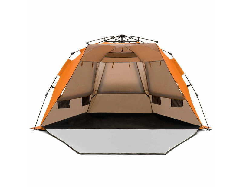 Costway Instant Pop-up Beach Tent 4 Person Foldable Beach Shade Canopy Outdoor Traveling Orange