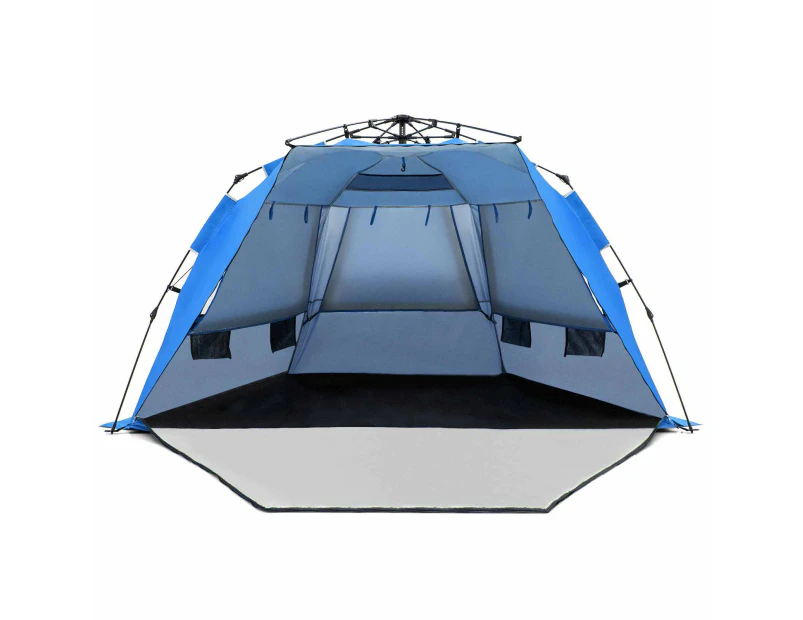 Costway Instant Pop-up Beach Tent 4 Person Foldable Beach Shade Canopy Outdoor Traveling Blue