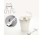 2Pcs Stainless Steel Spoon Cartoon Cat Long Handle Lovely Dessert Soup Flatware
