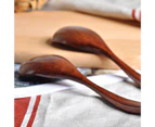Wooden Spoon Stylish Exquisite Sturdy Long Handle Eco-friendly Dinner Spoon for Home-Deep Wood Color - Deep Wood Color
