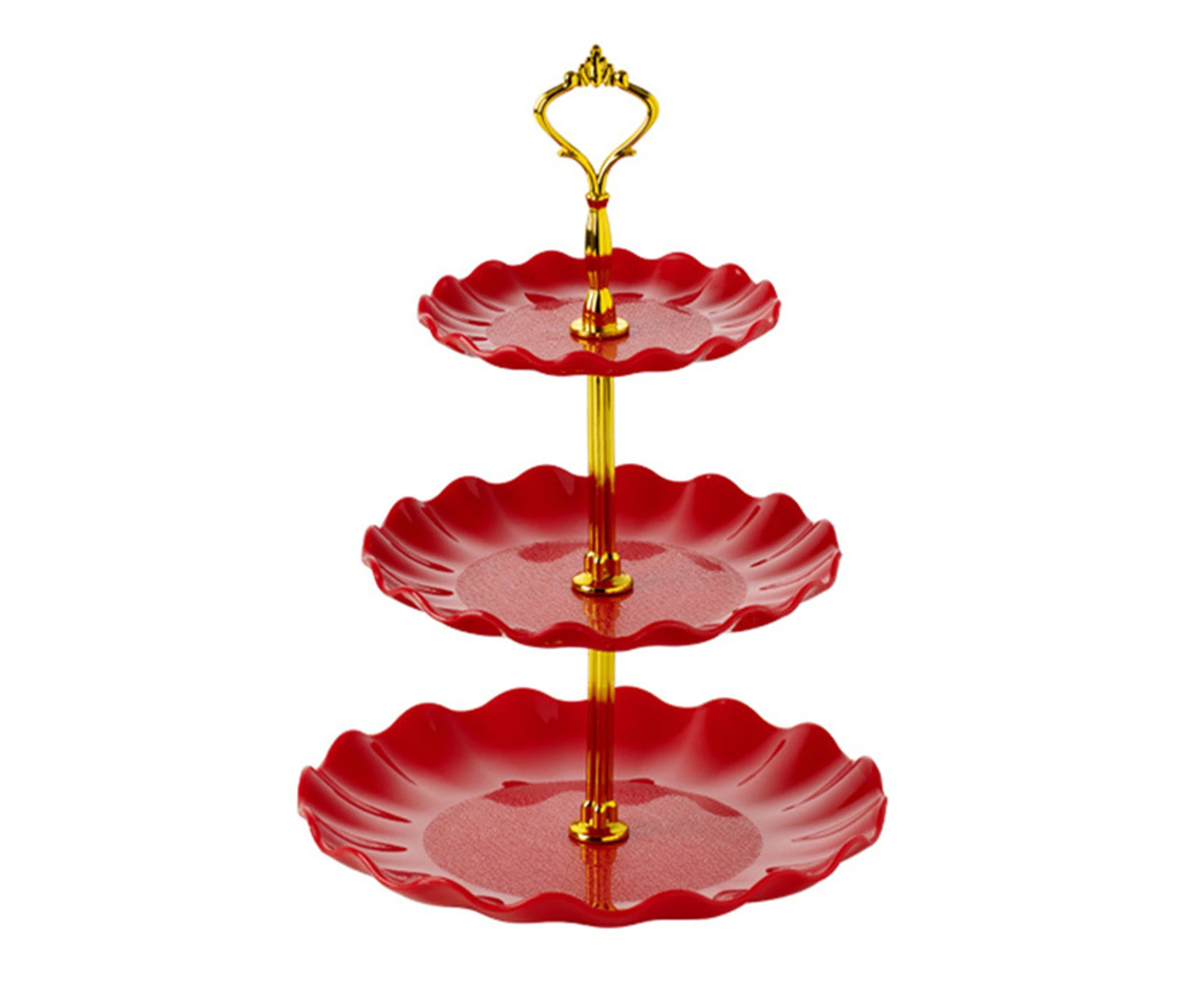 Snack Tray Three-layer Anti-deformed PP Creative Refreshment Cake Stand for Household-Red - Red