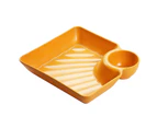 Dumpling Plate Non-slip Stackable Plastic Dipping Saucer Sushi Dish for Restaurant -Yellow - Yellow