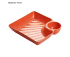 Stackable Divided Plate with Dipping Sauce Smooth Edges Non-stick Easy to Clean Sushi Salad Dumpling Plate for Dining Room-Dark Orange - Dark Orange