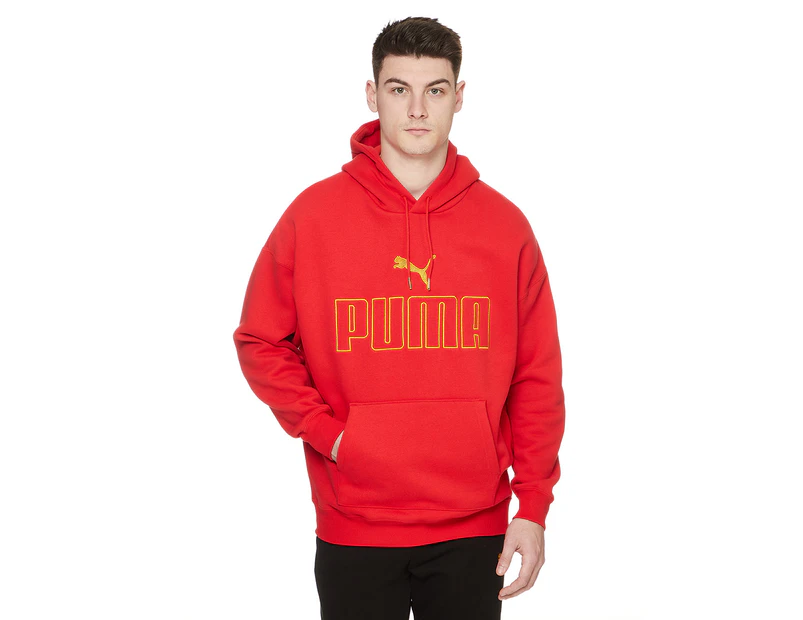 Puma Men's Classics Oversized Hoodie - High Risk Red/Gold