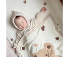 Bear Pattern Throw Blanket Anti-pilling Knitted Cotton Swaddle Wrap Sleeping Blanket for Couch-Khaki - Khaki
