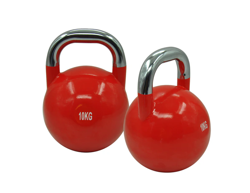 2 x 10kg - Steel Pro Grade Competition Kettlebell Weight - Home Gym Strenth