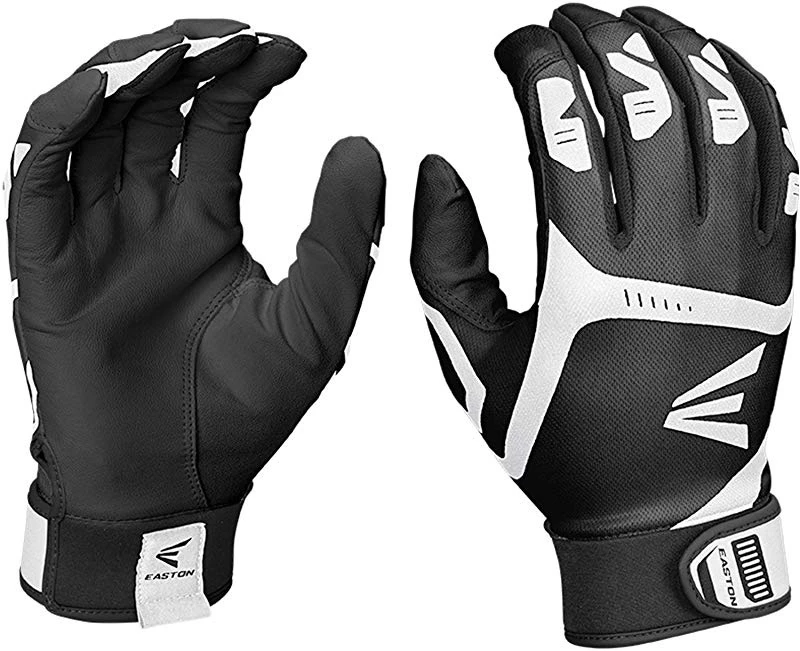 (Medium, Adult, Black) - EASTON Gametime Batting Glove Series | Pair | Baseball Softball | Adult | Youth | 2020 | Smooth Goatskin Palm | Extra Durable Synt