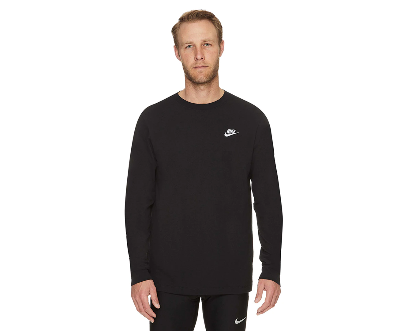 Nike Sportswear Men's Club Long Sleeve Tee / T-Shirt / Tshirt - Black