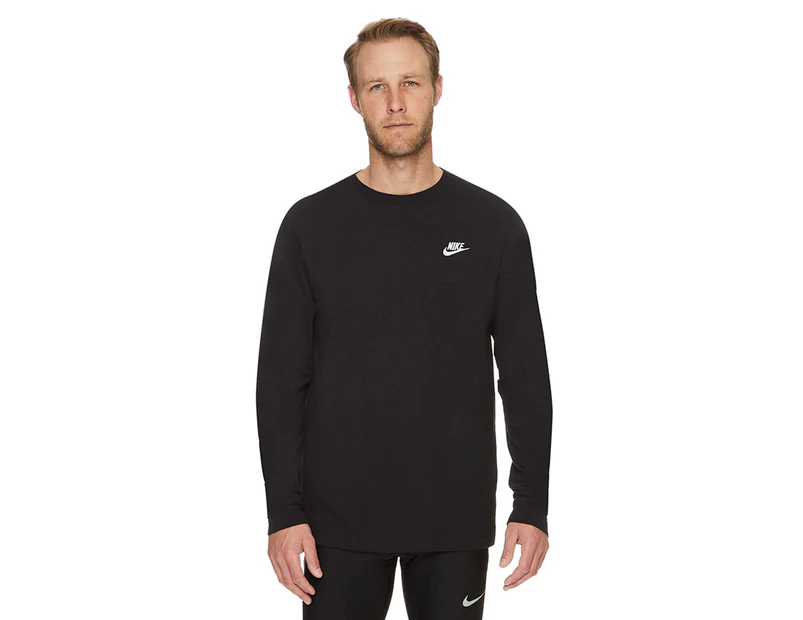 Nike Sportswear Men's Club Long Sleeve Tee / T-Shirt / Tshirt - Black