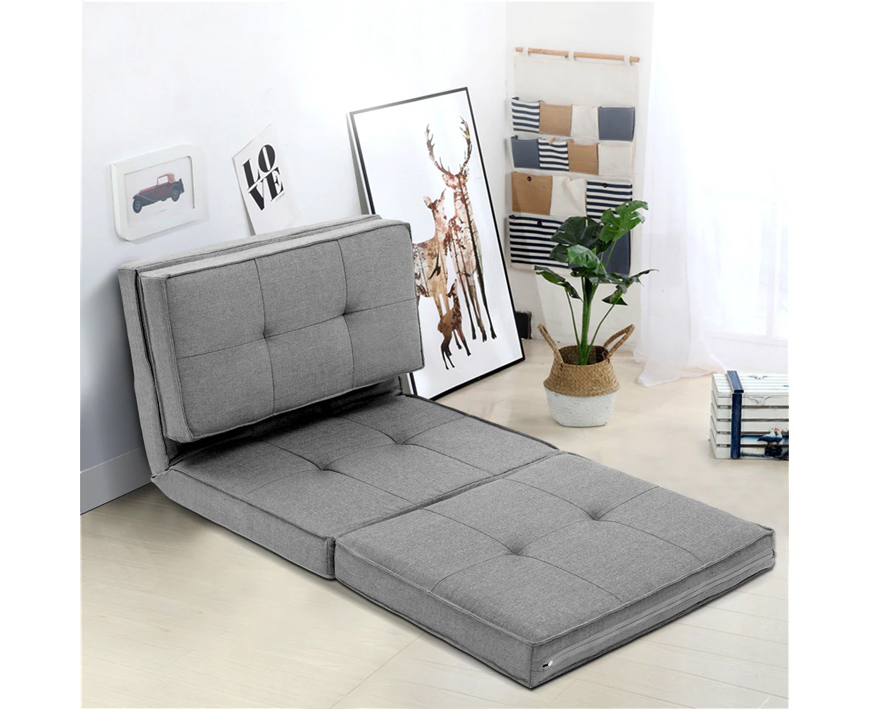 Artiss Floor Lounge Single Sofa Bed Grey Fabric