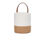 Hanging Basket Round Multi-purpose Woven Wall Rope Basket for Home-Yellow & White L